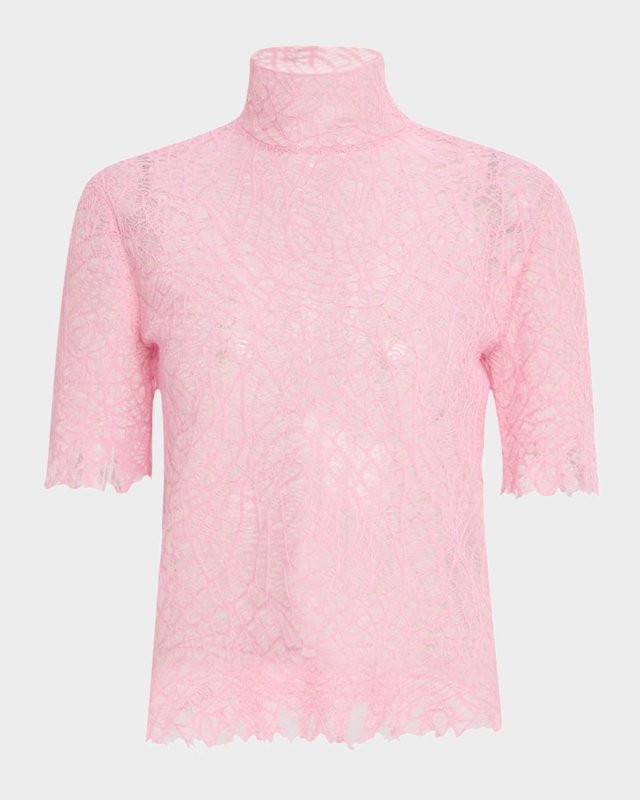 Spider Lace High-Neck Silk Top